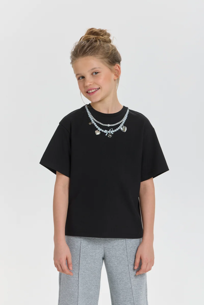 Choupette Black T-shirt Decorated - Choupette