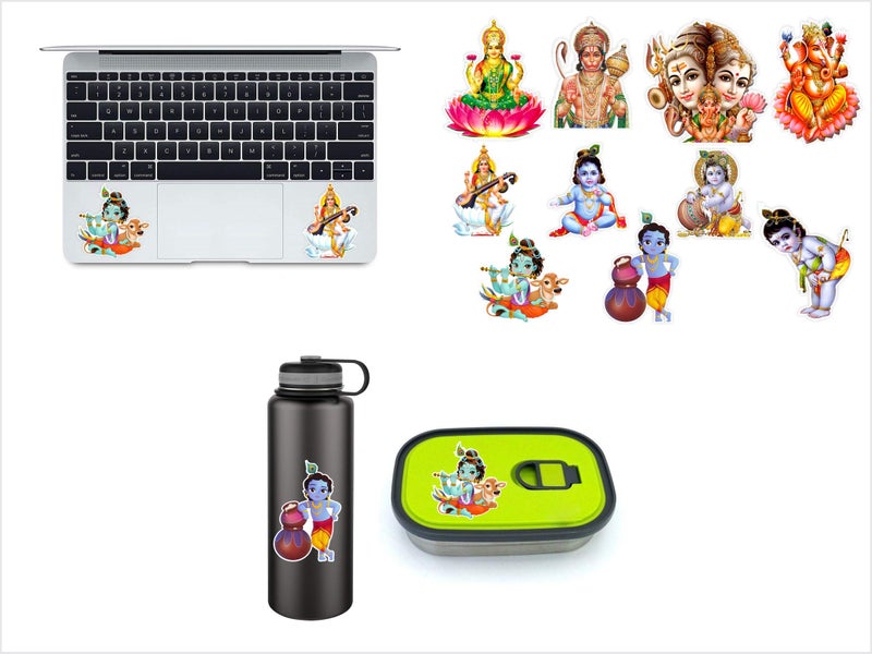 DivineDesigns Multipurpose PVC Vinly Waterproof Gods Stickers for Pooja Room, Kids Room, Laptops, waterbottles, Electronic Gadgets 3.5 X3.5 INCH (Pack of 10)-Self-Adhesive - Image 2