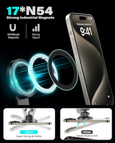 1Zero for Magsafe CD Phone Holder for Car [17 Strong Magnets] Magnetic CD Player Phone Mount, Hollow Socket CD Slot Phone Mount for iPhone 17 16 15 14 13 12 Series Pop Grip Ring Holder Magsafe Case - Image 4