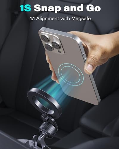 1Zero for Magsafe CD Phone Holder for Car [17 Strong Magnets] Magnetic CD Player Phone Mount, Hollow Socket CD Slot Phone Mount for iPhone 17 16 15 14 13 12 Series Pop Grip Ring Holder Magsafe Case - Image 5