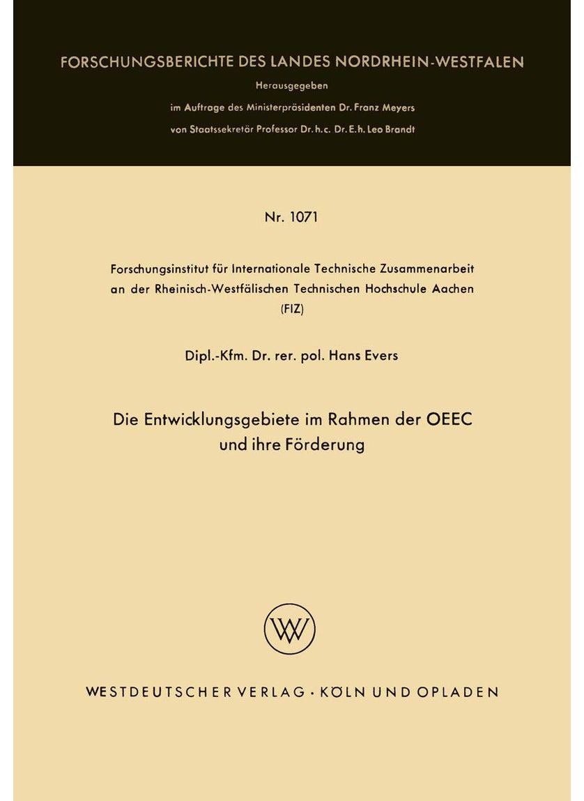 Die Entwicklungsgebiete im Rahmen der OEEC und ihre Förderung 