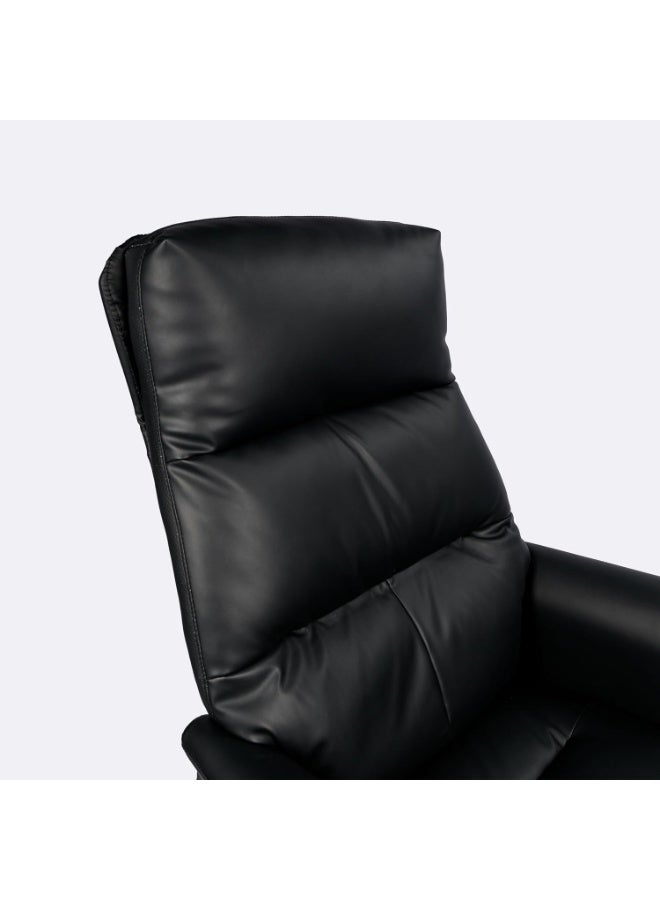 MOMENT MOMENT Executive Reclining Office Chair, Ergonomic High Back, Black Leather with Chrome Base, Adjustable Height - Image 4