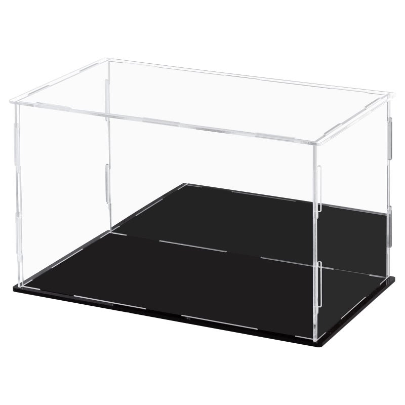 Ecoseao Acrylic Display Case with Mirror Clear Acrylic Organizer Box Assemble Countertop Dustproof Protection Showcase for Action Figures Collectibles Home Storage 25cmx15cmx15cm