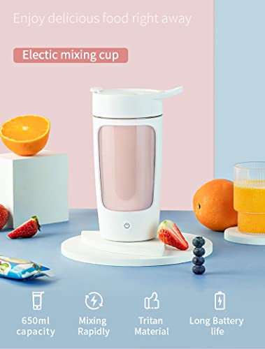 daasigwaa Electric Shaker Bottle, Blender Bottles For Protein Mixes, | Tritan | BPA Free| Portable Mixer Cup, Rechargeable Shake Cups And Meal Replacement Shakes, 22 oz(White) - Image 2