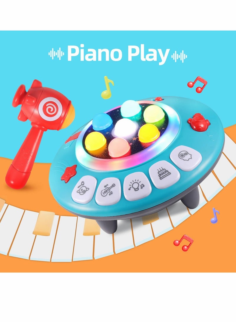 SYOSI 8-in-1 Musial Pounding Board Baby Boy Toys Light-Up UFO Spaceship Hammer Educational Game for Toddler Fun Birthday Gifts for Kids - Image 3