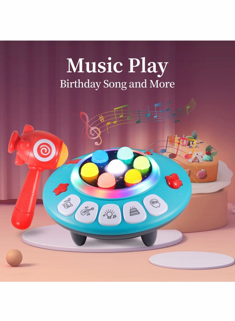 SYOSI 8-in-1 Musial Pounding Board Baby Boy Toys Light-Up UFO Spaceship Hammer Educational Game for Toddler Fun Birthday Gifts for Kids - Image 5