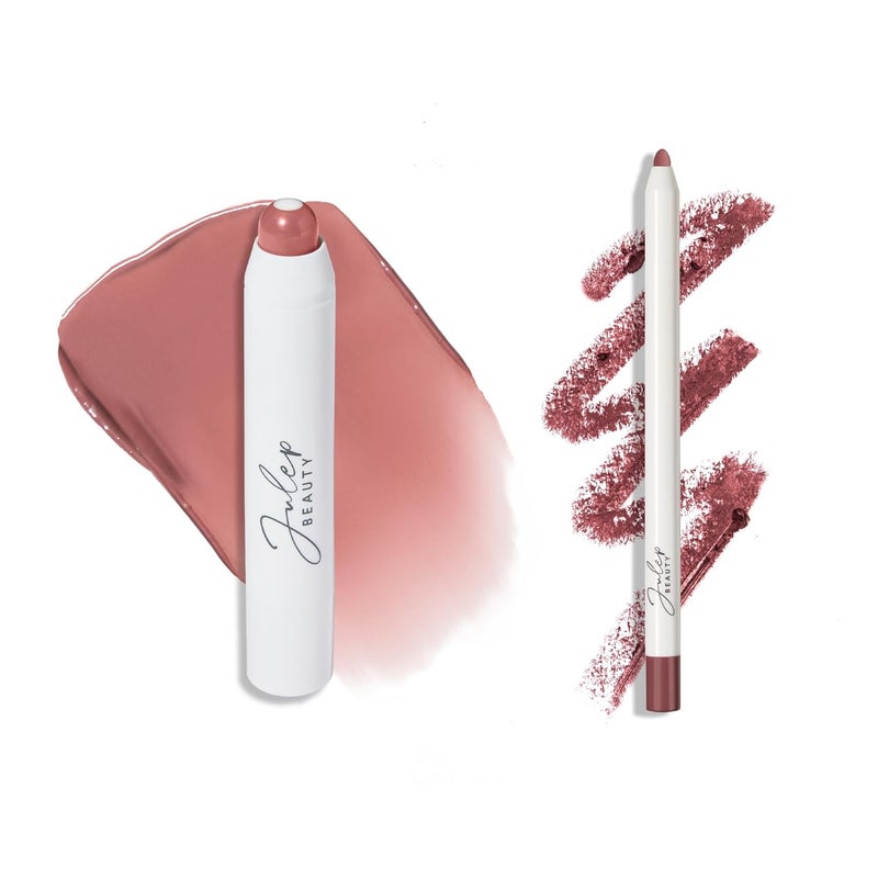 Julep The Perfect Pair 2pc Set Its Balm Tinted Lip Balm Vintage Mauve and With a Trace Retractable Creamy LongLasting Lip Liner Antique Rose