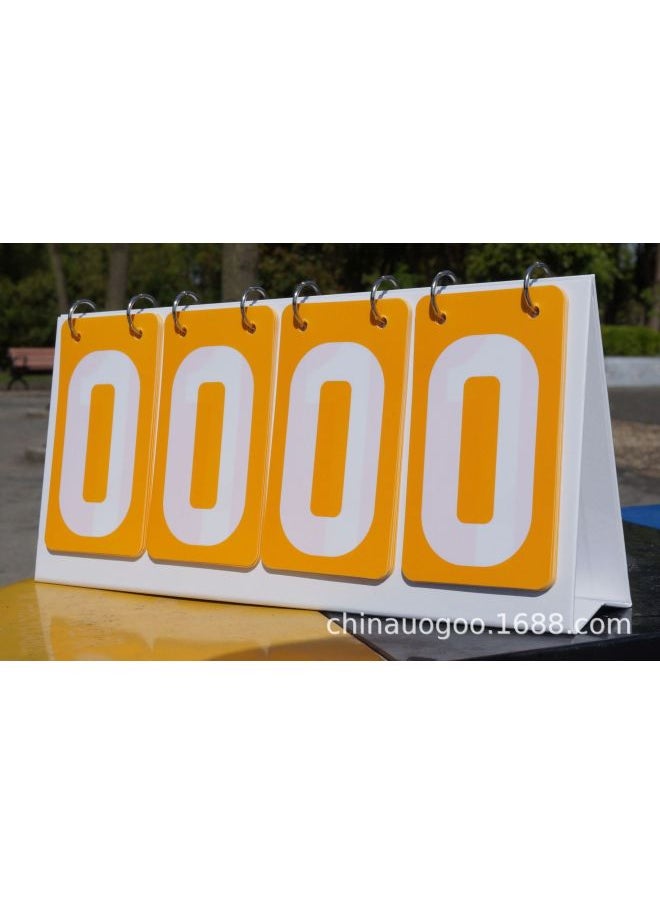 Generic Competition Scoreboard Activity Flip Card Red Yellow Blue Green Gray Scoring Card Early Education Color Number Card-Specifications:Four-digit Yellow Plastic Scoreboard  - Image 1