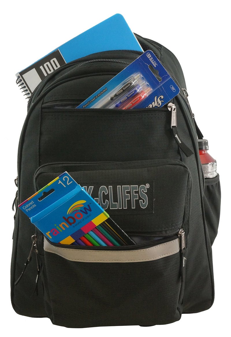 K-Cliffs Heavy Duty Rolling Backpack School Backpacks with Wheels Deluxe Trolley Book Bag Wheeled Daypack Workbag Multiple Pockets Bookbag with Safety Reflective Stripe Black - Image 4