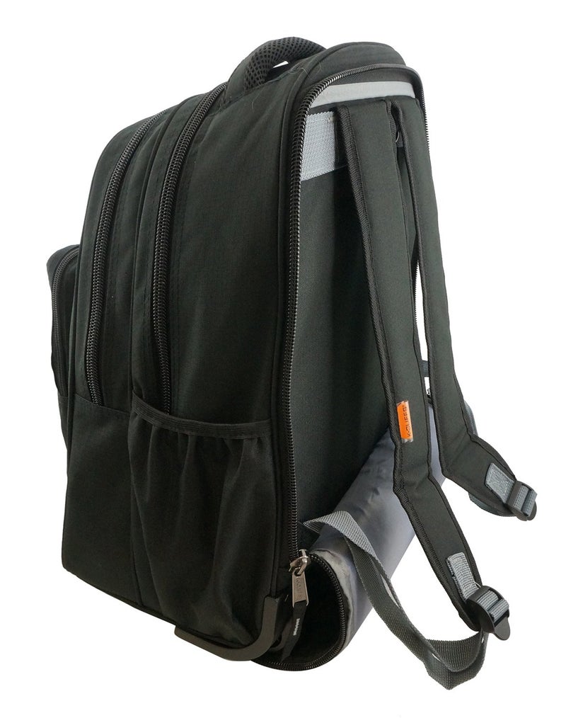 K-Cliffs Heavy Duty Rolling Backpack School Backpacks with Wheels Deluxe Trolley Book Bag Wheeled Daypack Workbag Multiple Pockets Bookbag with Safety Reflective Stripe Black - Image 3