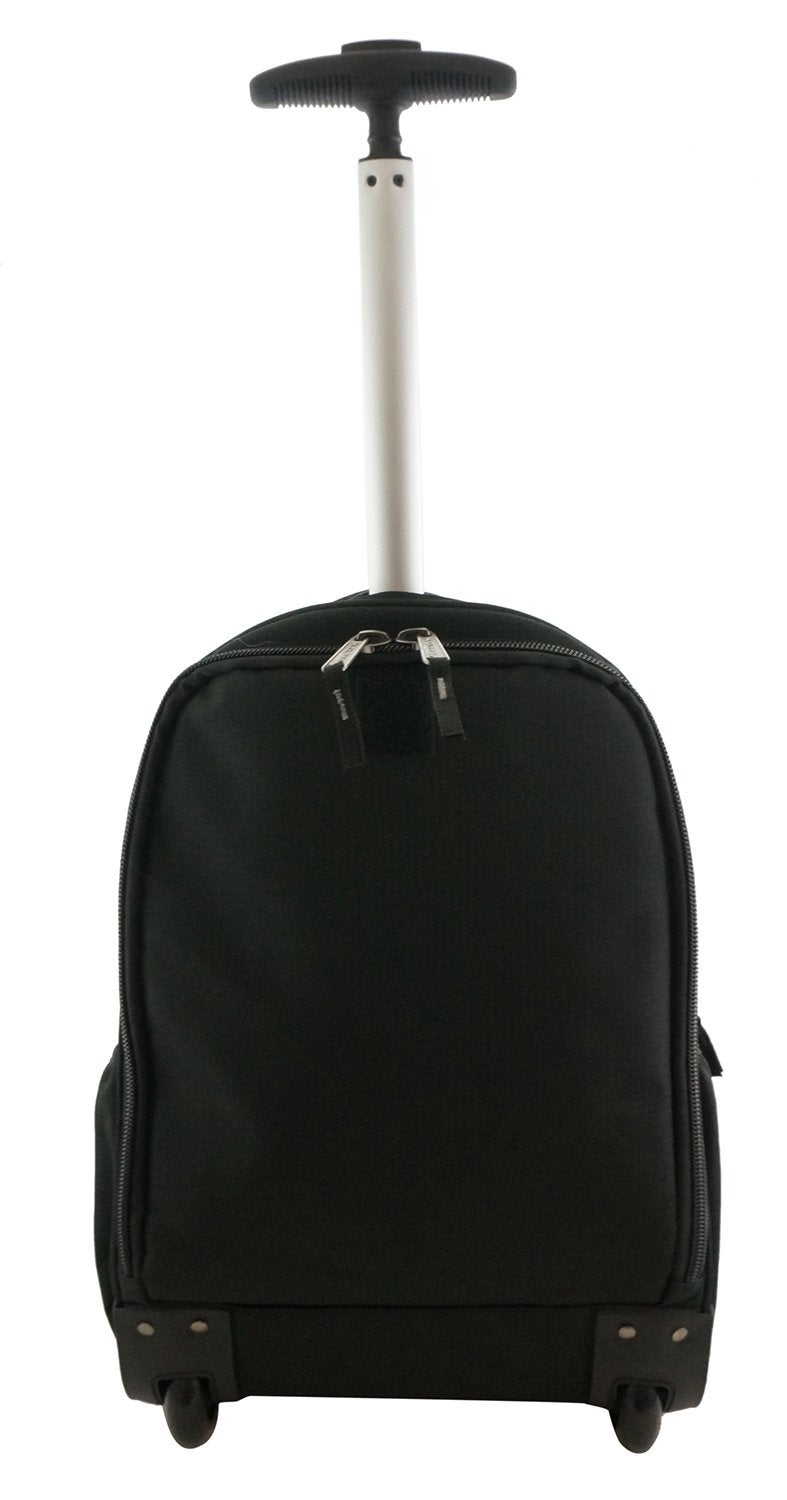 K-Cliffs Heavy Duty Rolling Backpack School Backpacks with Wheels Deluxe Trolley Book Bag Wheeled Daypack Workbag Multiple Pockets Bookbag with Safety Reflective Stripe Black - Image 5