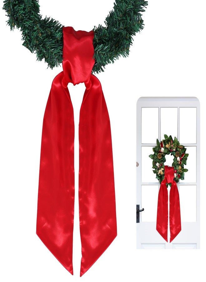 تونيفول شريط إكليل من الساتان الأحمر من تونيفول للباب الأمامي، مقاس 4.5 بوصة × 56 بوصة، مناسب للتطريز، لتزيين المداخل، والجدران، والحدائق، وحفلات الكريسماس، وديكور المنزل. - Image 1