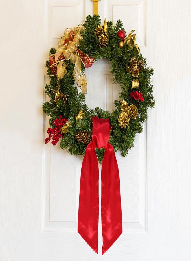 تونيفول شريط إكليل من الساتان الأحمر من تونيفول للباب الأمامي، مقاس 4.5 بوصة × 56 بوصة، مناسب للتطريز، لتزيين المداخل، والجدران، والحدائق، وحفلات الكريسماس، وديكور المنزل. - Image 4