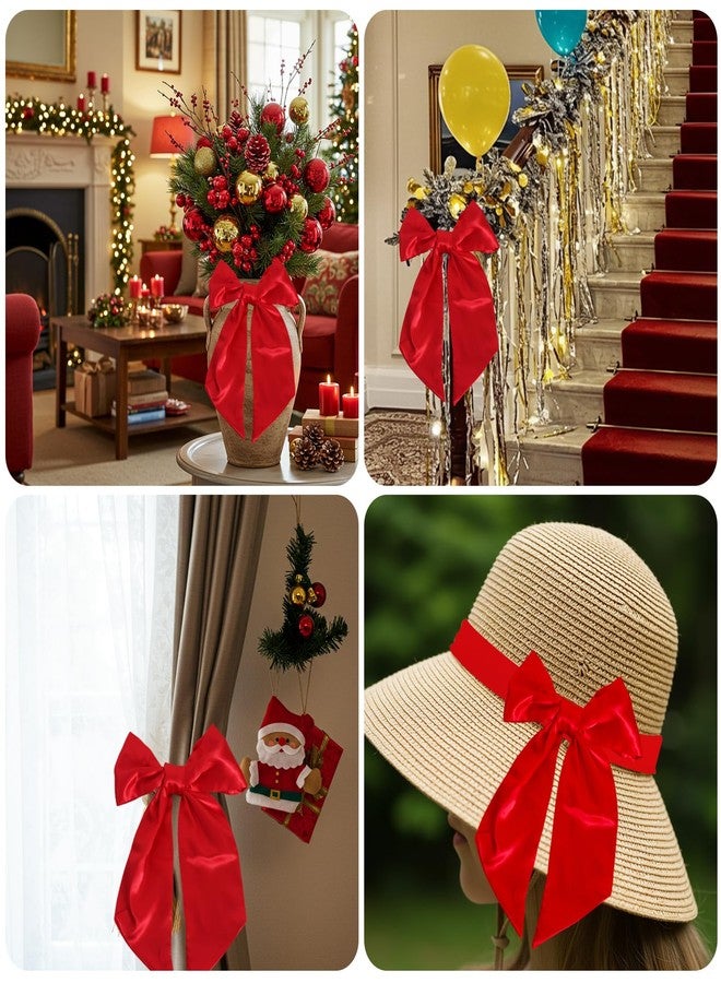 تونيفول شريط إكليل من الساتان الأحمر من تونيفول للباب الأمامي، مقاس 4.5 بوصة × 56 بوصة، مناسب للتطريز، لتزيين المداخل، والجدران، والحدائق، وحفلات الكريسماس، وديكور المنزل. - Image 5