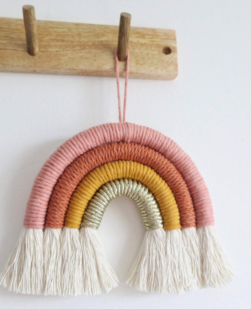Ebingmima Rainbow Wall Hanging  Macrame Woven Rainbow  Rainbow Wall Decor  Baby Room Decor  Nursery Gift (Dusty Pink) - Image 4