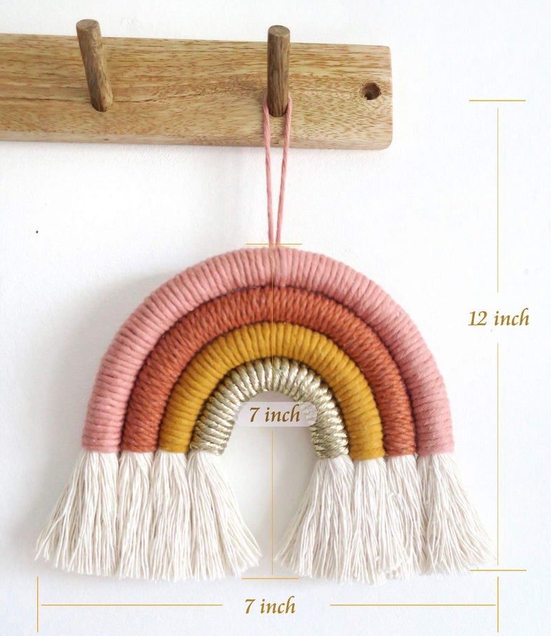 Ebingmima Rainbow Wall Hanging  Macrame Woven Rainbow  Rainbow Wall Decor  Baby Room Decor  Nursery Gift (Dusty Pink) - Image 5