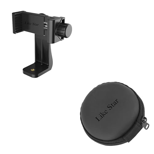 Like Star 360° Degree Mobile Phone Holder with Universal 1/4 Screw Adjustable Clamp Mobile Tripod Mount Adapter Compatible with Smartphones & TripodsnSelfie Stick (with Black Pouch) - Image 1