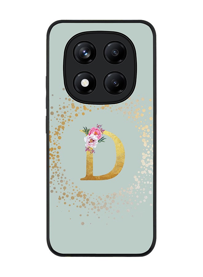 Stylizedd For Xiaomi Redmi Note 14 Pro 4G 4G Case,Slim fit Camera Protection, Shockproof Thin Phone cover  - Custom Monogram Floral - D  (Light Grey ) - Image 1