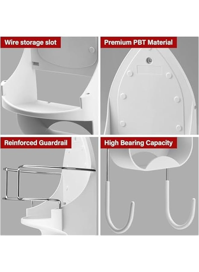 TRASSLE Ironing Board Holder Wall Mount,Electric Iron Holder Iron and Ironing Board Storage Organizer Shelf with Removable Hooks for Household Bathroom Laundry Room Max 5 Inch Width - Image 2