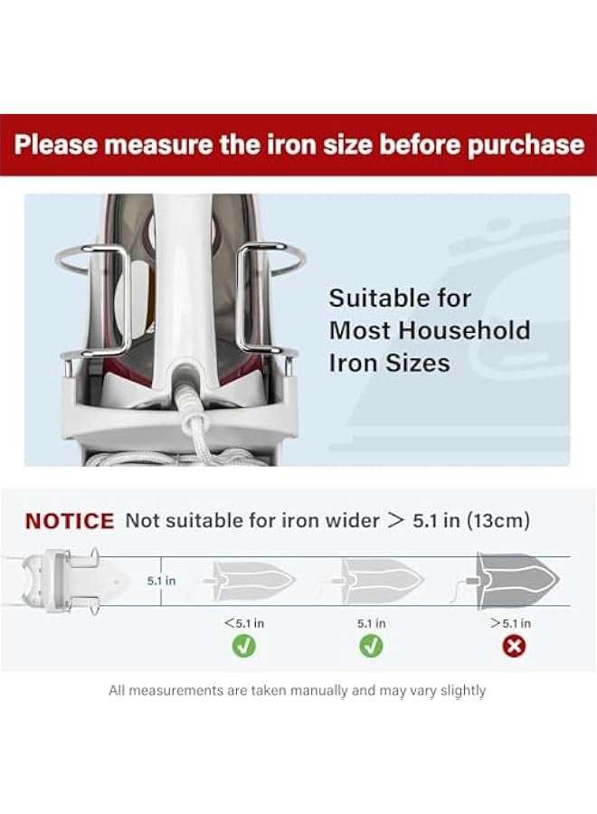 TRASSLE Ironing Board Holder Wall Mount,Electric Iron Holder Iron and Ironing Board Storage Organizer Shelf with Removable Hooks for Household Bathroom Laundry Room Max 5 Inch Width - Image 5