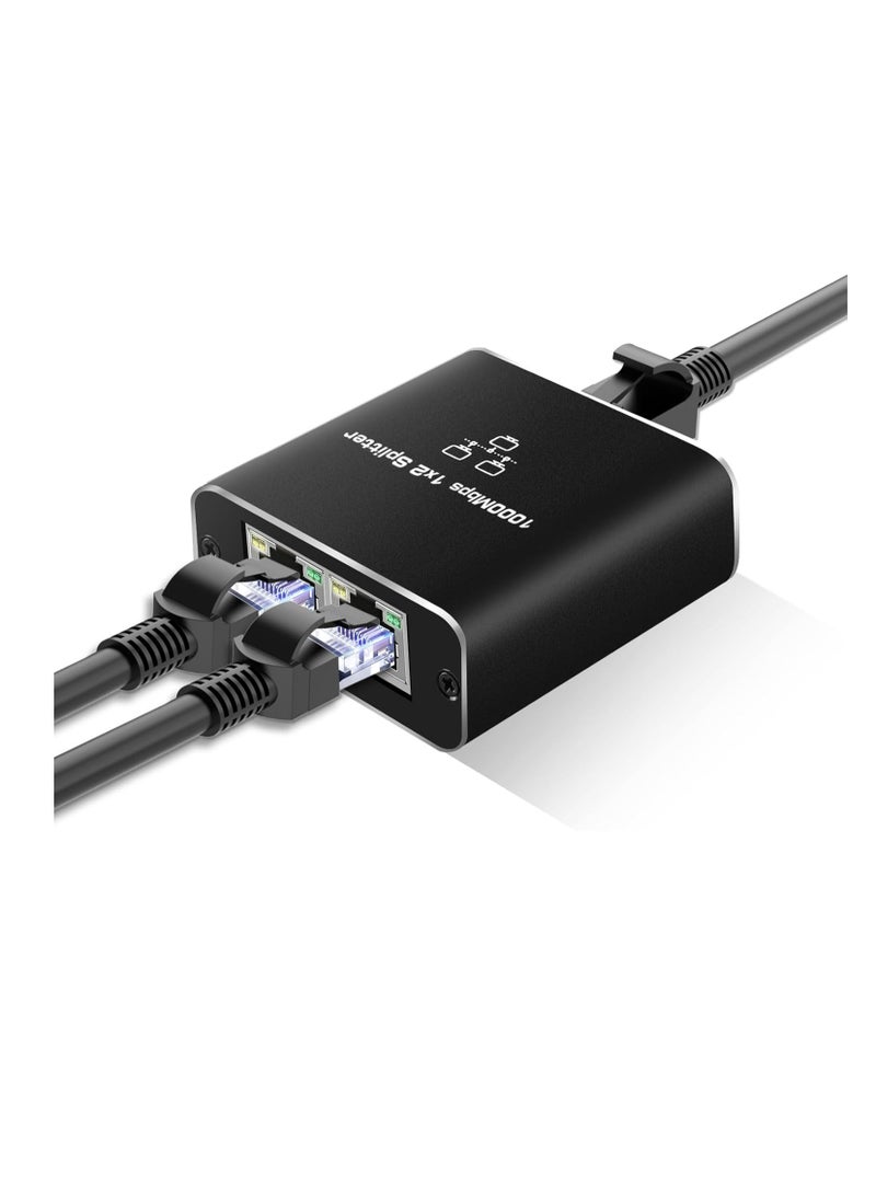 RJ45 Ethernet Splitter 1 to 2, 1000Mbps Network Splitter with USB Power Cable, Gigabit LAN Internet Splitter Connector for Cat5/5e/6/7/8, Support 2 Devices Working Simultaneously  - Image 1