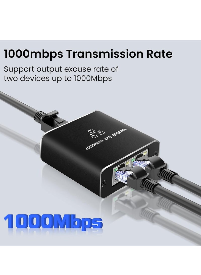 RJ45 Ethernet Splitter 1 to 2, 1000Mbps Network Splitter with USB Power Cable, Gigabit LAN Internet Splitter Connector for Cat5/5e/6/7/8, Support 2 Devices Working Simultaneously  - Image 4