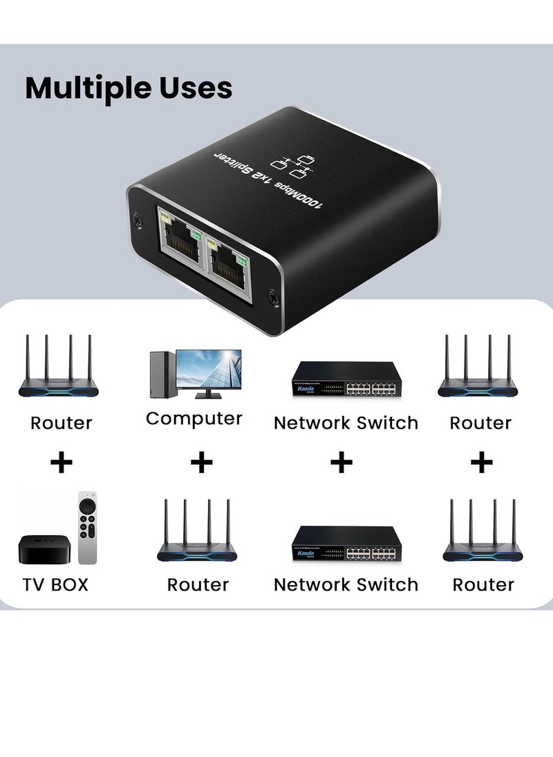 RJ45 Ethernet Splitter 1 to 2, 1000Mbps Network Splitter with USB Power Cable, Gigabit LAN Internet Splitter Connector for Cat5/5e/6/7/8, Support 2 Devices Working Simultaneously  - Image 5