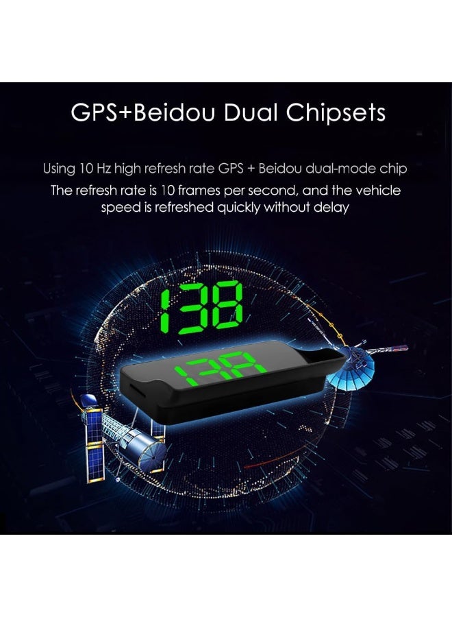 شاشة عرض HUD للسيارة – عداد سرعة رقمي GPS على الزجاج الأمامي | عرض السرعة بالـ MPH/KMH لجميع المركبات مثل السيارات والدراجات والشاحنات والجولف كار والكرفان - Image 3