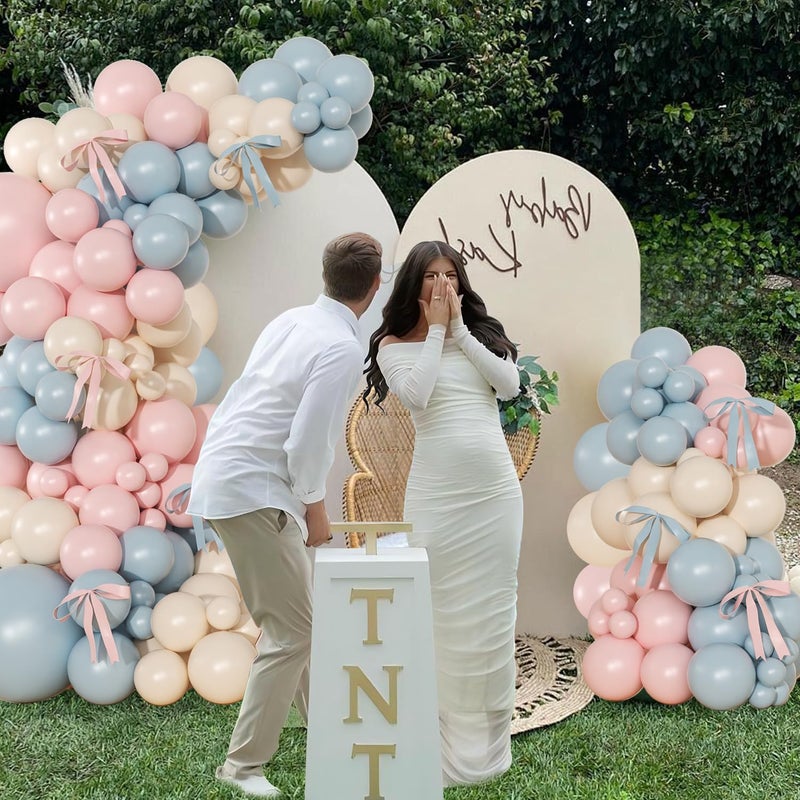 NUTTYBASH Gender Reveal Balloon Arch Kit, 141Pcs Pink Blue Sand White Balloons with Bows for Boy or Girl Gender Reveal Decorations Baby Shower Boho Bachelorette Birthday Party Supplies - Image 2