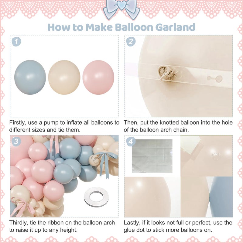 NUTTYBASH Gender Reveal Balloon Arch Kit, 141Pcs Pink Blue Sand White Balloons with Bows for Boy or Girl Gender Reveal Decorations Baby Shower Boho Bachelorette Birthday Party Supplies - Image 5