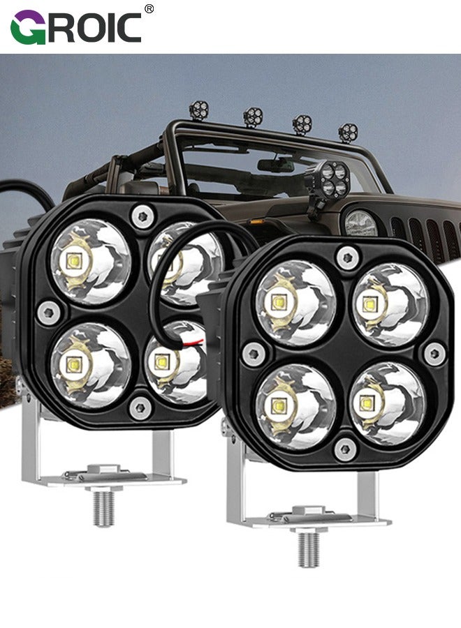 GROIC 2 Pcs 3'' LED Offroad Lights, 6800LM Spot Flood Combo, Cube LED Pod Light Bar Off-Road Fog Lights, Off-road Light  for Motorcycle Truck SUV Boat ATV Jeep Tractor Headlight  - Image 1