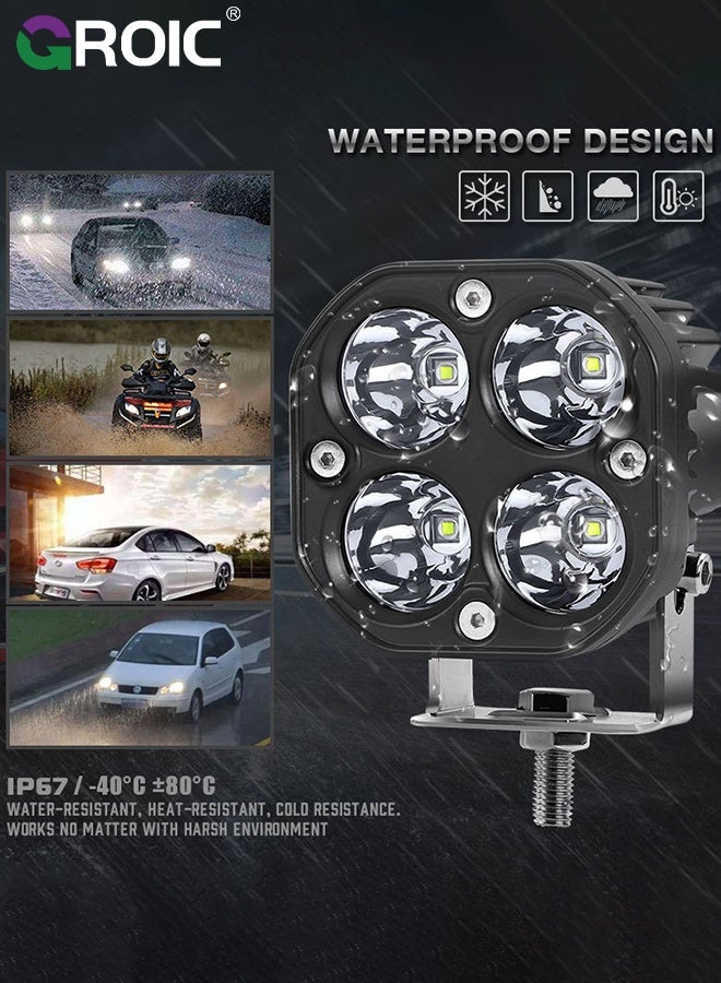 GROIC 2 Pcs 3'' LED Offroad Lights, 6800LM Spot Flood Combo, Cube LED Pod Light Bar Off-Road Fog Lights, Off-road Light  for Motorcycle Truck SUV Boat ATV Jeep Tractor Headlight  - Image 4