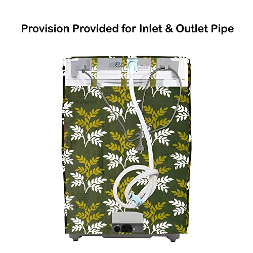 E-Retailer Washing Machine Cover for Front Load 5kg to 7.5kg | Light Weight Dustproof Cover with Zip Enclosure | Leaf Fully Automatic Washer Protector for Indoor Outdoor Use | Size 23x23x35 Inch - Image 3