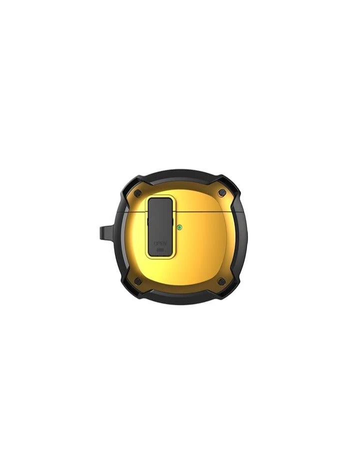 Case Cover Compatible For Huawei Freebuds 4, Freebuds 4 True Wireless Earbuds, Earphones Skin Cover, Protective Carrying Case with Keychain Hook, Charging Port Accessible (Black @ Yellow)  - Image 1