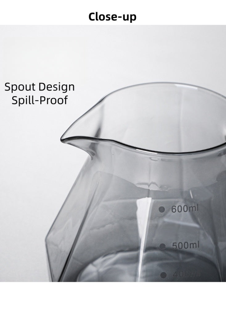 V60 Glass Coffee Pot,600mL Coffee Maker Diamond Style Teapot Glass Pot Pour Over Coffee with Lid for Drip Coffee Makers, V60 Glass Coffee Server, Coffee Dripper,Perfect for Preparing and Serving Coffee - Image 3