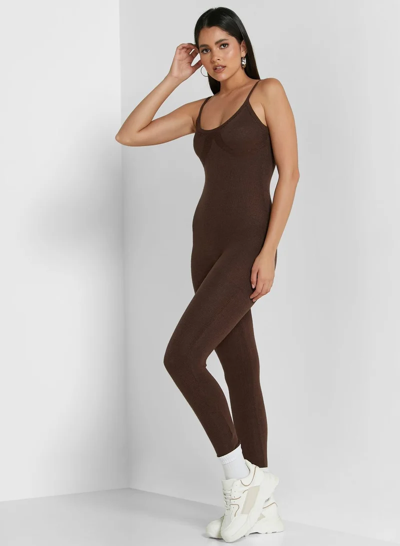 MISSY EMPIRE Strappy Knitted Jumpsuit