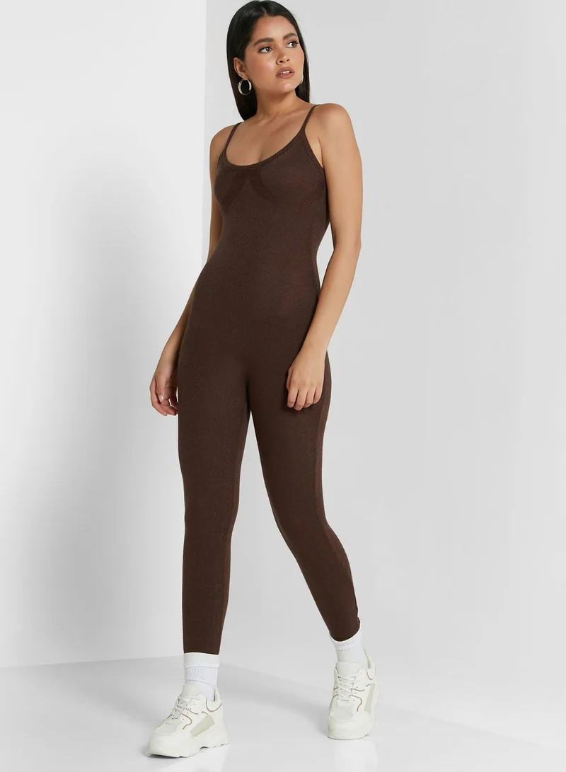 MISSY EMPIRE Strappy Knitted Jumpsuit