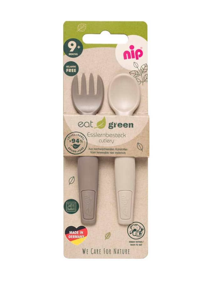 nip Eco-Friendly Spoon And Fork Cutlery Set, Grey, 2 Pieces - Image 2