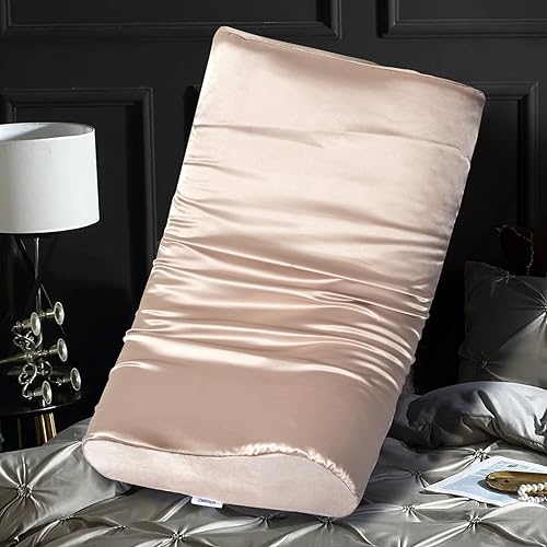Zelimun Satin Pillowcase for Contour Memory Foam Pillows, 24" x 14" x 5.1"/3.5" Cervical Pillow Case, Soft Pillow Cover for Sleeping Pillows (Champagne) - Image 1