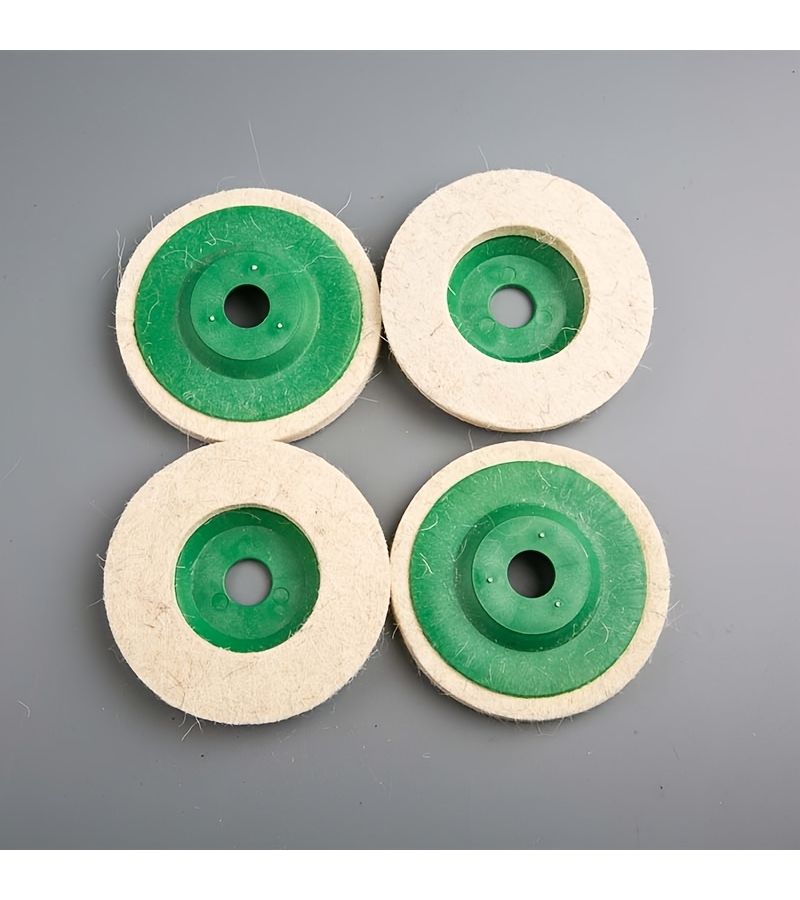 4pcs Green Wool Polishing Wheels 100mm Fine White Industrial Felt Buffing Pads - Image 4
