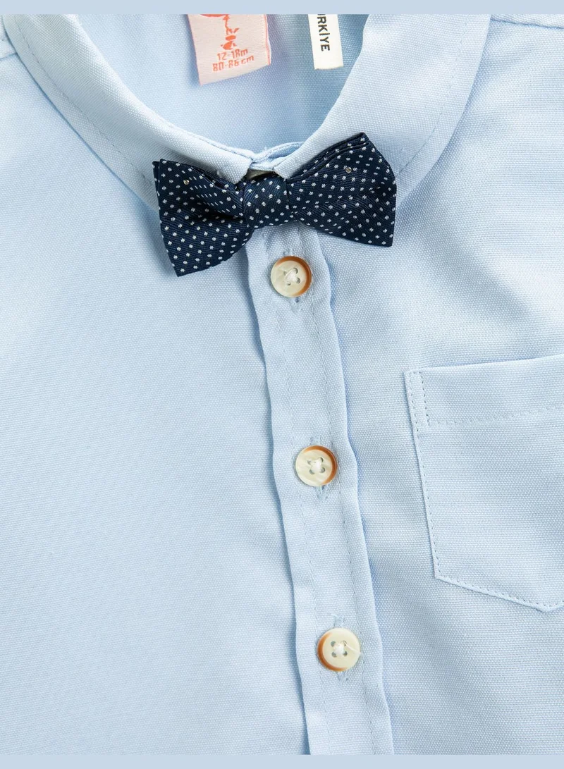 KOTON Bowtie Shirt Short Sleeve One Pocket