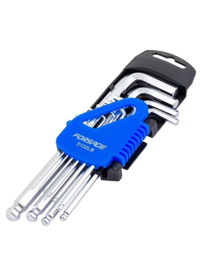 FORSAGE L-type long hex-wrenches set with ball end 10pcs (1.27, 1.5, 2, 2.5, 3-6, 8, 10mm), in plastic holde - Image 2