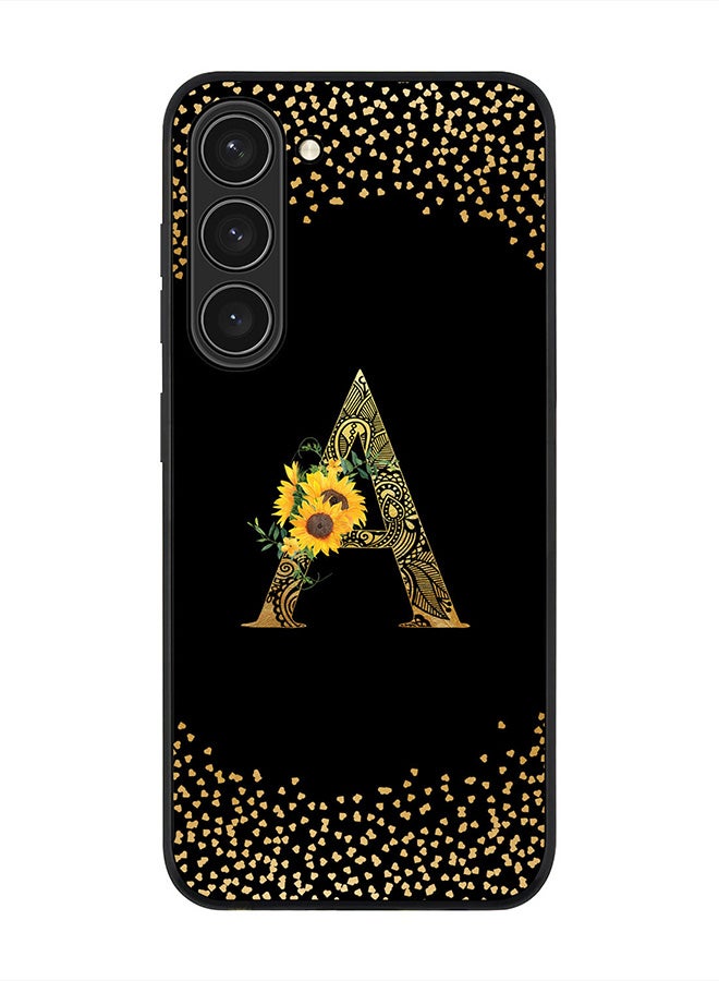 Stylizedd Rugged Black edge case for Samsung Galaxy S23+ 5G, Soft Flexible Phone case Custom Monogram Initial Letter Mandala Floral Pattern Alphabet- A (Black) - Image 1