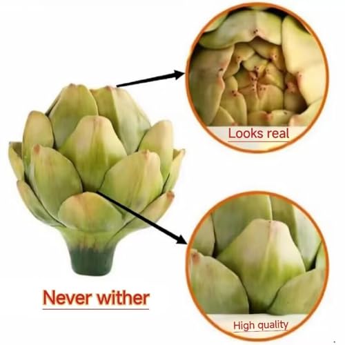 WESAPPINC Large Artificial Artichoke Fake Vegetables and Fruits for Kitchen Home Table Wedding Decorations (Green) - Image 5