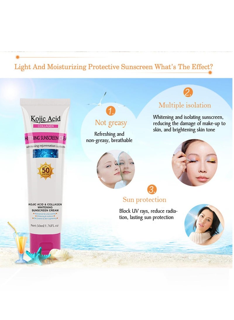 Relief Sun Organic Sunscreen SPF50,Kojic Acid & Collagen Sunscreen Cream,Lightweight Oil Free Formula Face Sunscreen for Acne Prone Skin,Moisturizer for Face and Body,Non-Greasy,Non Allergenic(50ml) - pzsku/Z80F5BB34A4D34EA2BE5CZ/45/_/1737060991/b380ce0b-8ee1-4fc4-bc05-d43af67aeb97