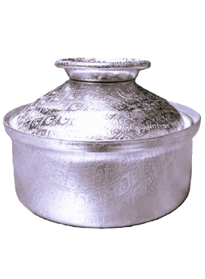 تاج طقم قدور منقوش 14 قطعة صناعة هندية قطر القدور 12/14/16/18/20/22/24سم - Image 3