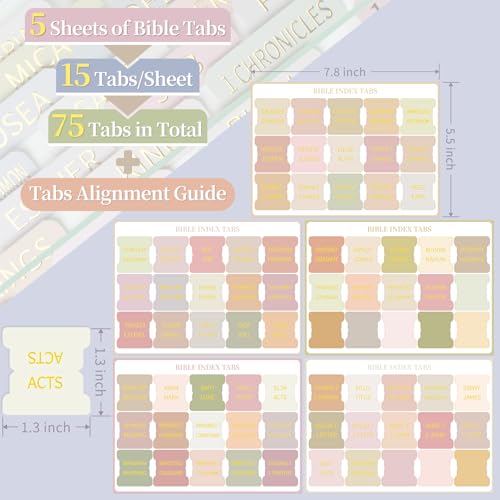 JIXZEN Bible Tabs for Women and Men, 75 Laminated Embossed Gold Foil Index Tabs, Durable Bible Study and Journaling Tabs for Easy Navigation (Boho) - Image 3