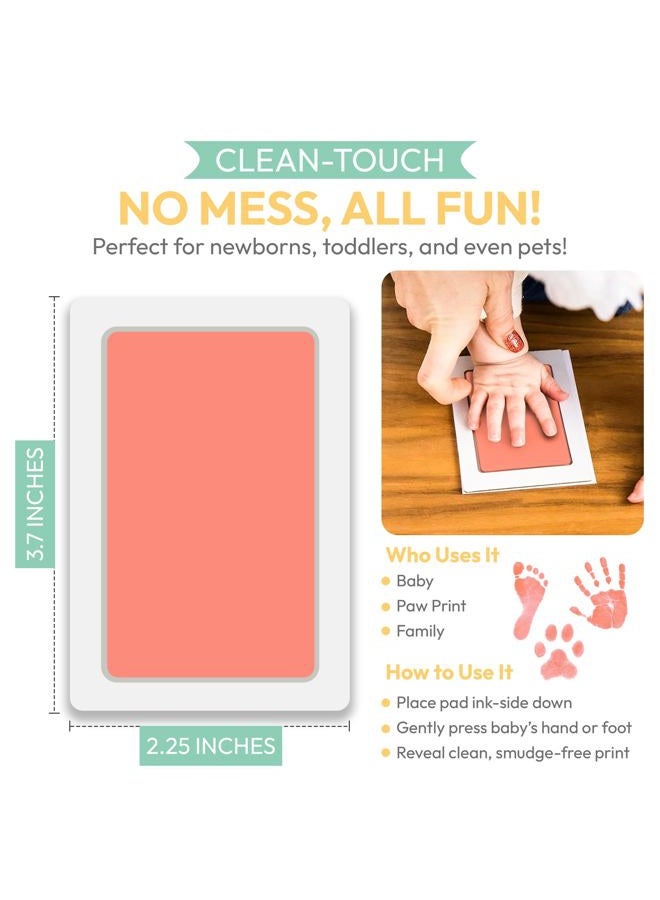 Tiny Gifts Clean Touch Ink Pad for Baby Handprints and Footprints – Inkless Infant Hand & Foot Stamp – Safe for Babies, Doesn't Touch Skin – Perfect Family Memory or – Pink Print Kit - Image 2