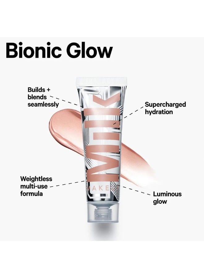 MILK MAKEUP Bionic Glow Liquid Illuminator, Virtual (Luminous Peach) - 0.91 fl oz - Delivers Hydrating, Natural Glow for Face & Body - Blendable & Buildable - Weightless - Vegan, Cruelty Free - Image 4