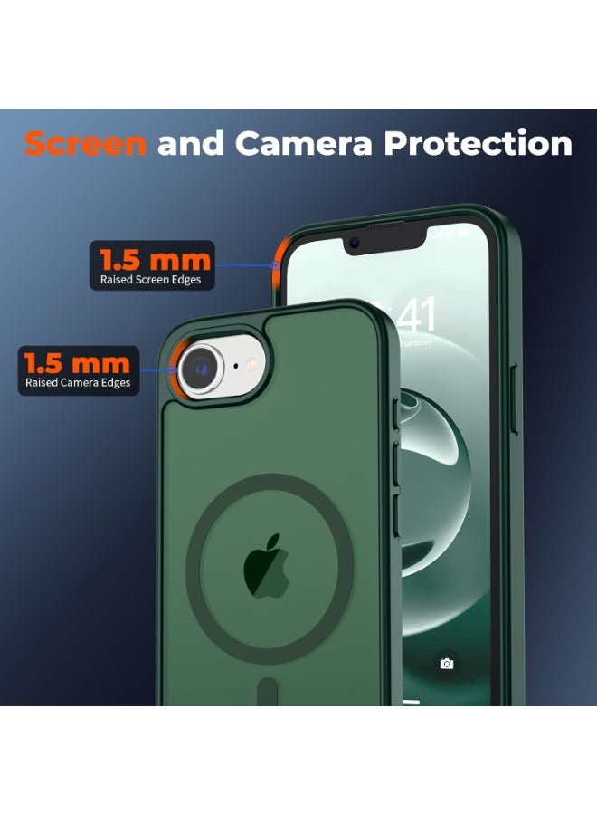 Magnetic for iPhone 16e Case, [Compatible with MagSafe] [10 FT Military Grade Drop Protection] Slim Translucent Matte Shockproof Anti-Scratch Phone Case, (Green) - Image 2